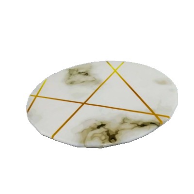 11" Round White Marble with Gold Lines Cake Board [2.7MM thick]